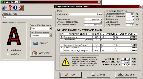 Program Kapilar KosztNEON